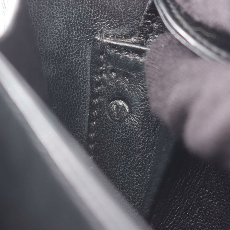 愛馬仕 Cordrire 鱷魚皮 Lycee 黑色二手女士手提包-5