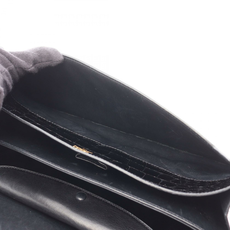 愛馬仕 Cordrire 鱷魚皮 Lycee 黑色二手女士手提包-11