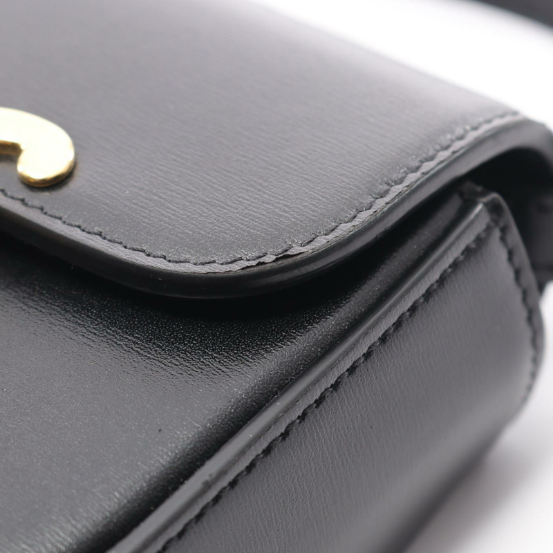 CELINE Mini-Claude Triomphe 斜背包 10I513 黑色皮革 金色五金 二手-6