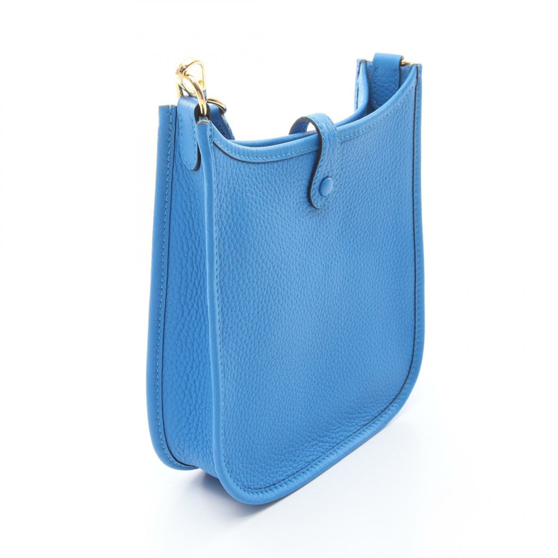 愛馬仕 Evelyne Amazon TPM 單肩背包，Clemence 皮革，藍色 Hydra 色，二手，金色五金。-1