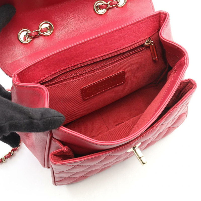 香奈兒 (CHANEL) 絎縫鏈條單肩包，羊皮材質，粉紅色，二手，女士款，金色五金-2