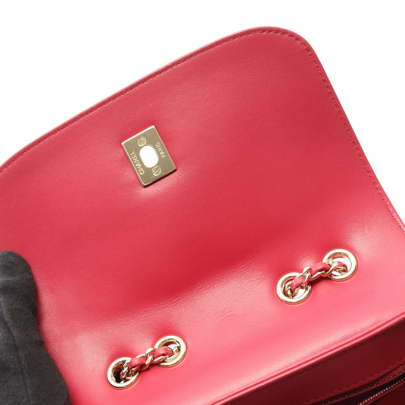 香奈兒 (CHANEL) 絎縫鏈條單肩包，羊皮材質，粉紅色，二手，女士款，金色五金-5