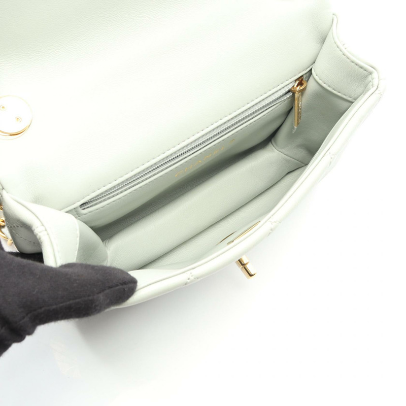 香奈兒 (CHANEL) 絎縫鏈條肩背包，羊皮材質，灰色，二手，女士，金色五金-2