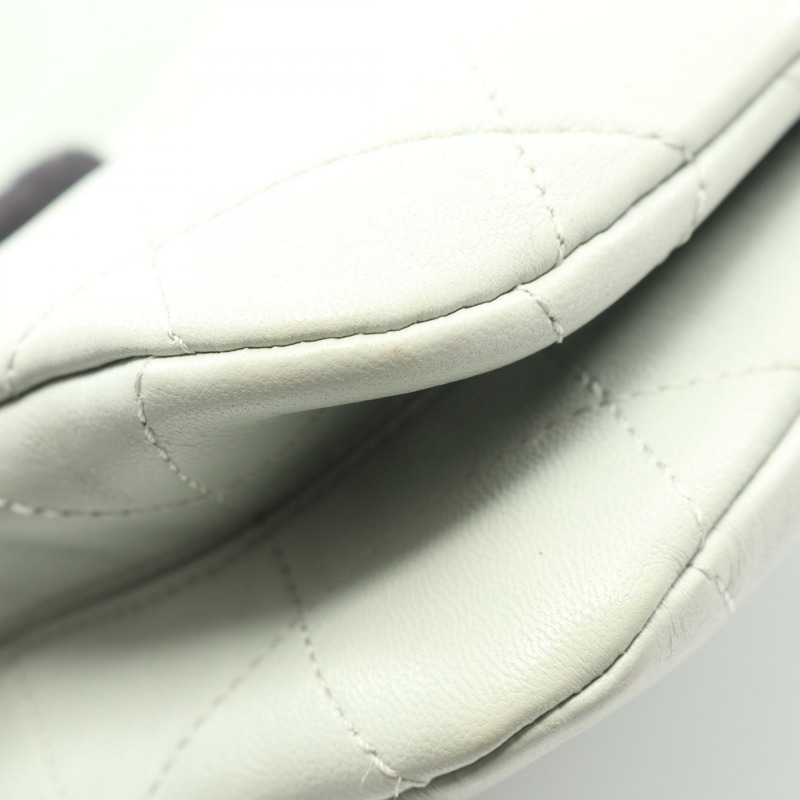 香奈兒 (CHANEL) 絎縫鏈條肩背包，羊皮材質，灰色，二手，女士，金色五金-5