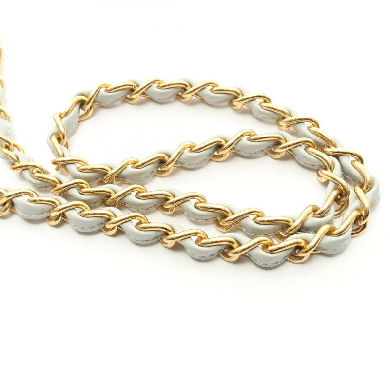 香奈兒 (CHANEL) 絎縫鏈條肩背包，羊皮材質，灰色，二手，女士，金色五金-7