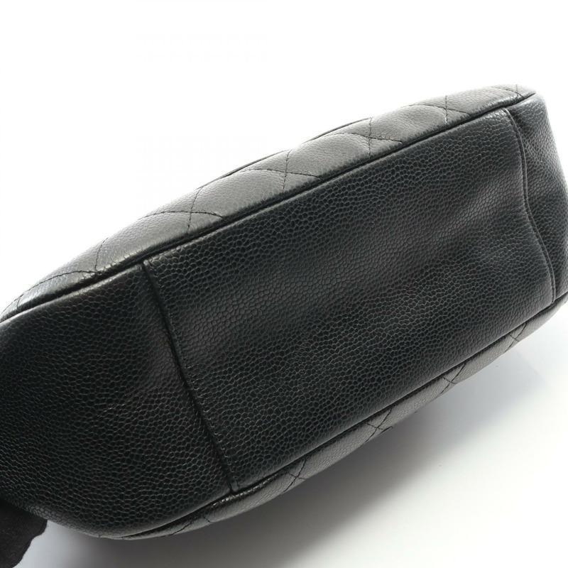 香奈兒 (CHANEL) 絎縫鏈條肩背包，黑色皮革，二手，女士，金色五金-5