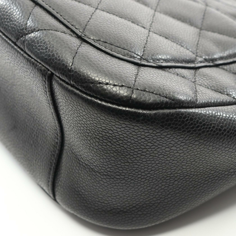 香奈兒 (CHANEL) 絎縫鏈條肩背包，黑色皮革，二手，女士，金色五金-6