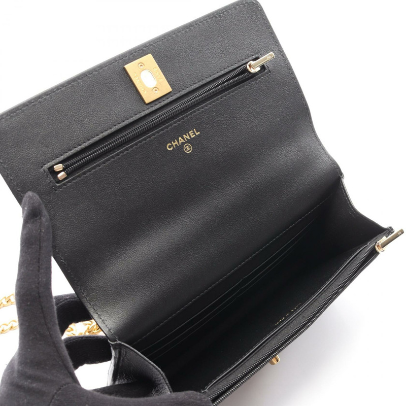 香奈兒 (CHANEL) Matelasse 鏈條肩背包/錢包 WOC AP3201 黑色皮革 GHW 二手-2