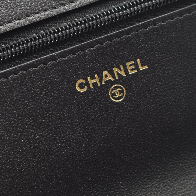 香奈兒 (CHANEL) Matelasse 鏈條肩背包/錢包 WOC AP3201 黑色皮革 GHW 二手-3