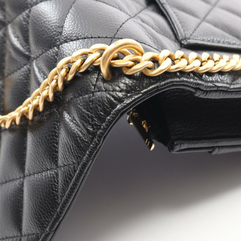 香奈兒 (CHANEL) Matelasse 鏈條肩背包/錢包 WOC AP3201 黑色皮革 GHW 二手-5