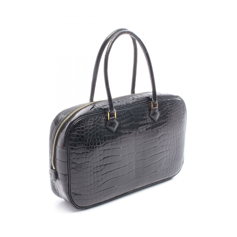 愛馬仕 Plum Elan 28 手提包,鱷魚皮,黑色,二手女款-1