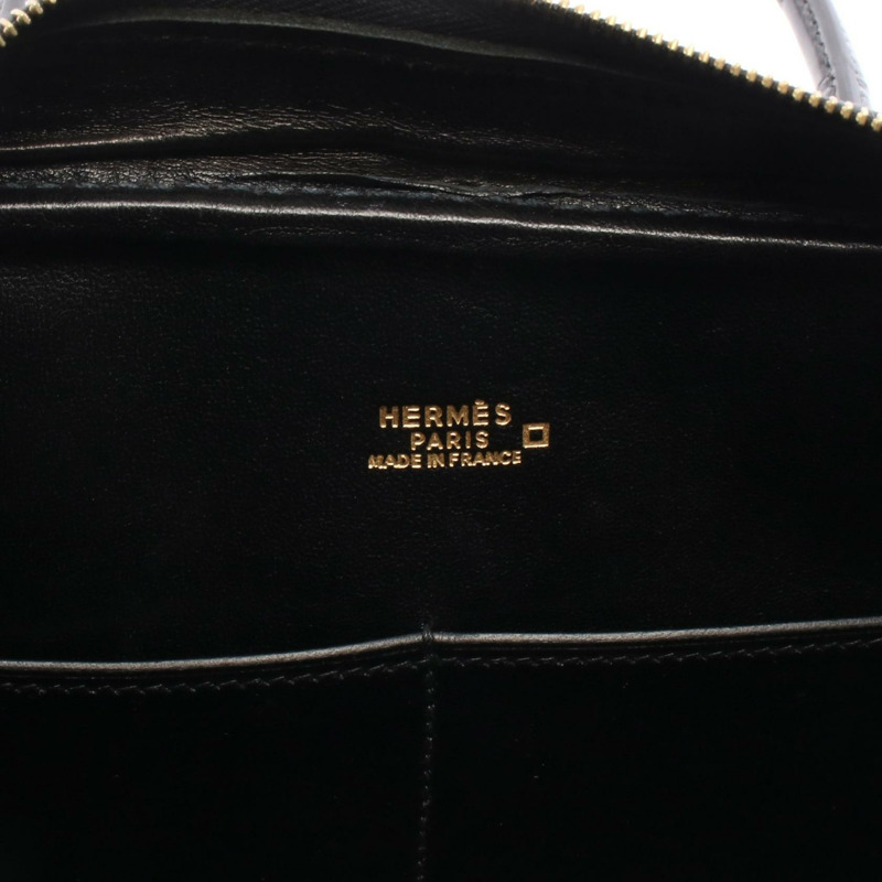 愛馬仕 Plum Elan 28 手提包,鱷魚皮,黑色,二手女款-3