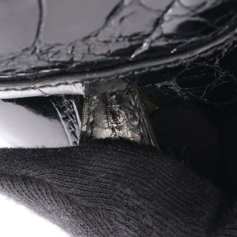 愛馬仕 Plum Elan 28 手提包,鱷魚皮,黑色,二手女款-4