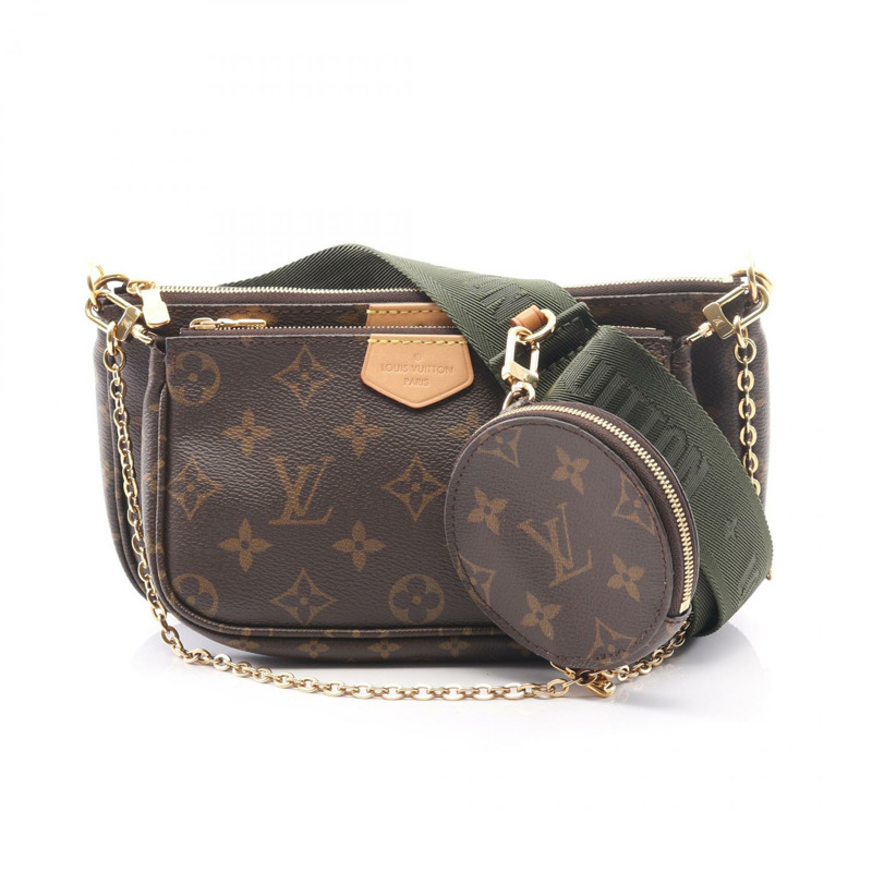 路易威登 Multi Pochette Accessoires 單肩包 M44813 Monogram 卡其色 二手-0