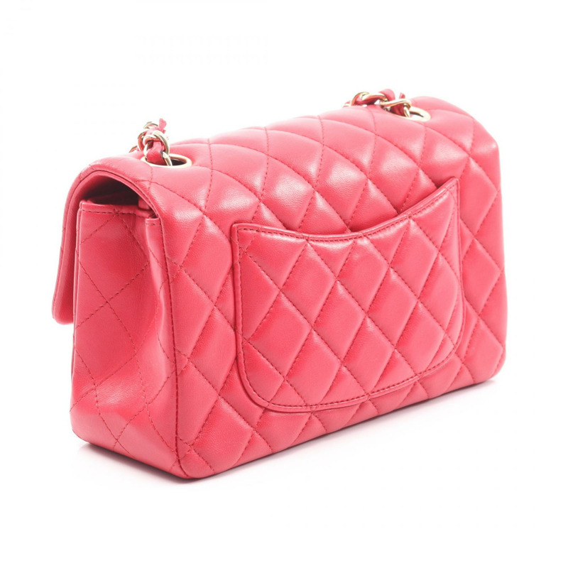 香奈兒迷你絎縫20吋肩背斜背包 A69900 紅色皮革 金色五金 二手-1