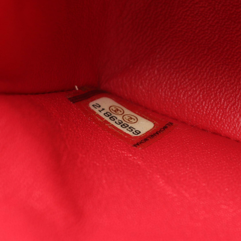 香奈兒迷你絎縫20吋肩背斜背包 A69900 紅色皮革 金色五金 二手-4