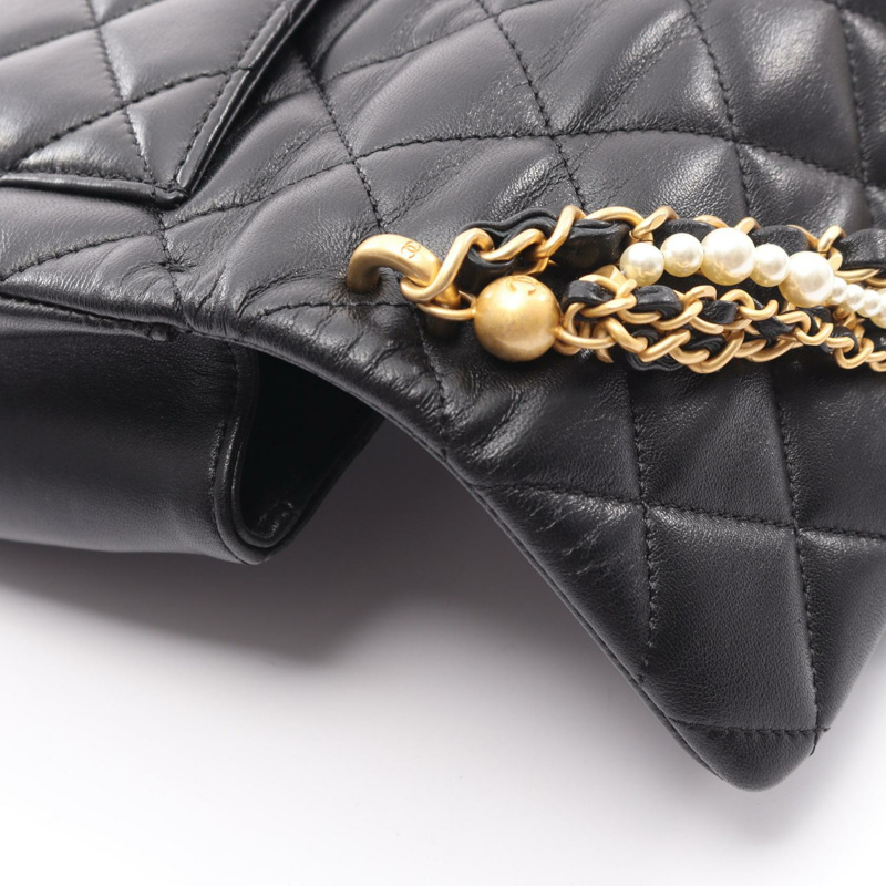 香奈兒 (CHANEL) 絎縫鏈條肩背斜背包 AS4384 黑色皮革 GHW 二手-6