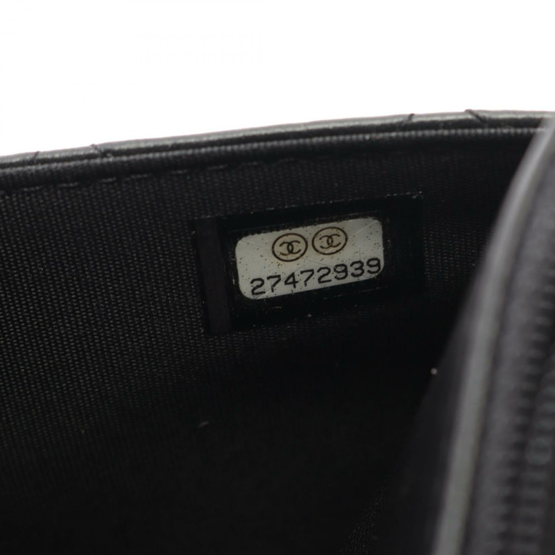 香奈兒 (CHANEL) 絎縫山茶花鏈肩背斜背包 AP0046 皮革 黑色 GHW-4