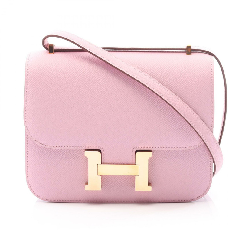 愛馬仕 Constance 3 迷你單肩背包 Z Epsom Mauve sylvestre 二手金色五金-0