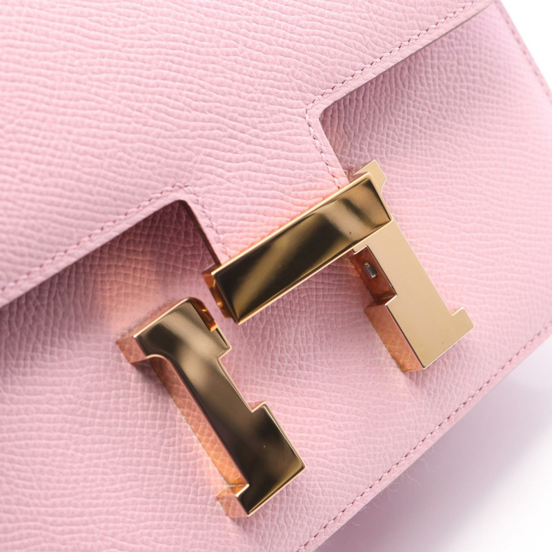 愛馬仕 Constance 3 迷你單肩背包 Z Epsom Mauve sylvestre 二手金色五金-5