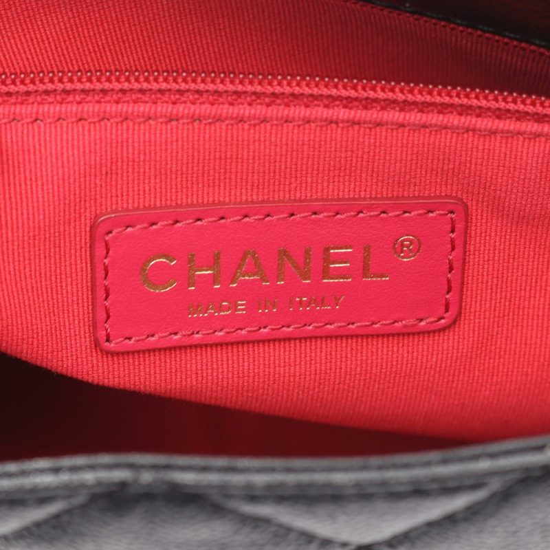 香奈兒 (CHANEL) 絎縫鏈條肩挎包，小牛皮材質，黑色，金色五金，二手女款-3