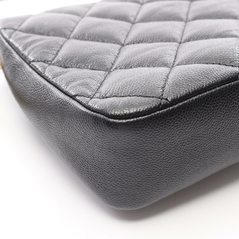 香奈兒 (CHANEL) 絎縫鏈條肩挎包，小牛皮材質，黑色，金色五金，二手女款-5