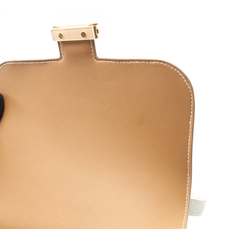 愛馬仕 Constance 3 Mini Verso 單肩包 U 型山羊皮淺餅乾色二手金色五金-6