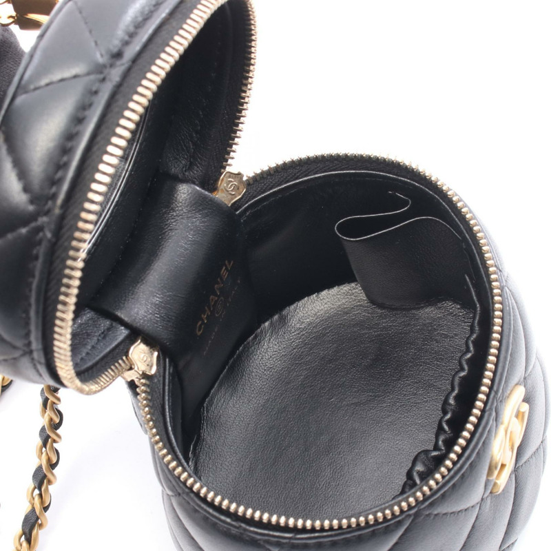 香奈兒 (CHANEL) 絎縫化妝包鏈條肩包手提包 AP2947 羊皮 黑色 GHW 二手-2