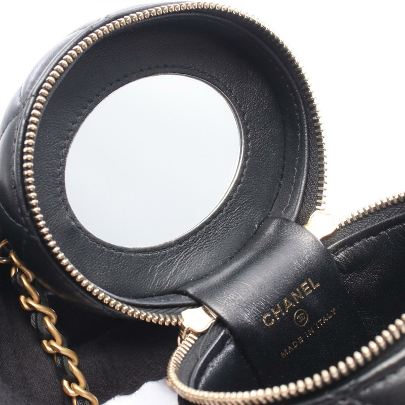 香奈兒 (CHANEL) 絎縫化妝包鏈條肩包手提包 AP2947 羊皮 黑色 GHW 二手-4