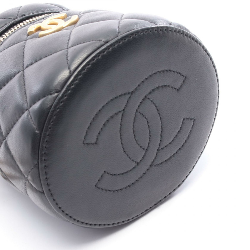 香奈兒 (CHANEL) 絎縫化妝包鏈條肩包手提包 AP2947 羊皮 黑色 GHW 二手-7