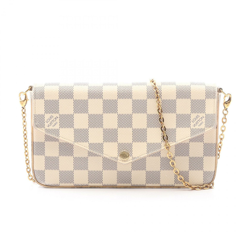 路易威登 Felicie Pochette cnain 斜挎單肩包 N40491 Damier Azur-0