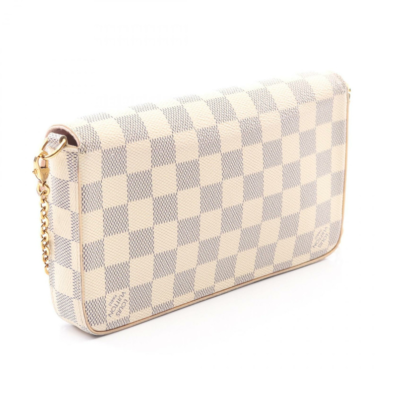 路易威登 Felicie Pochette cnain 斜挎單肩包 N40491 Damier Azur-1