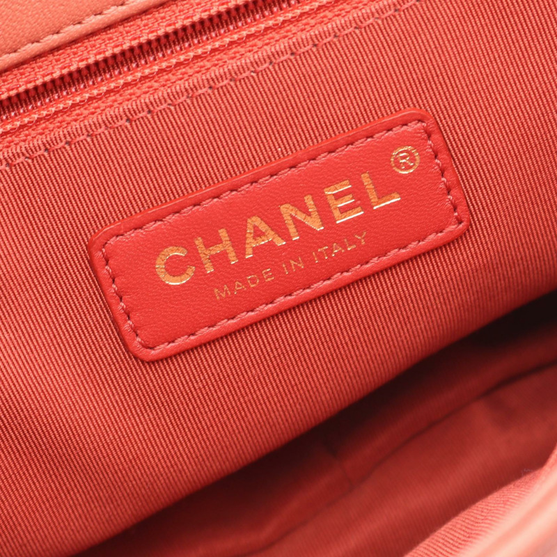 香奈兒 (CHANEL) 絎縫鏈條斜挎包，羊皮，波爾多橙色，二手，金色五金-3