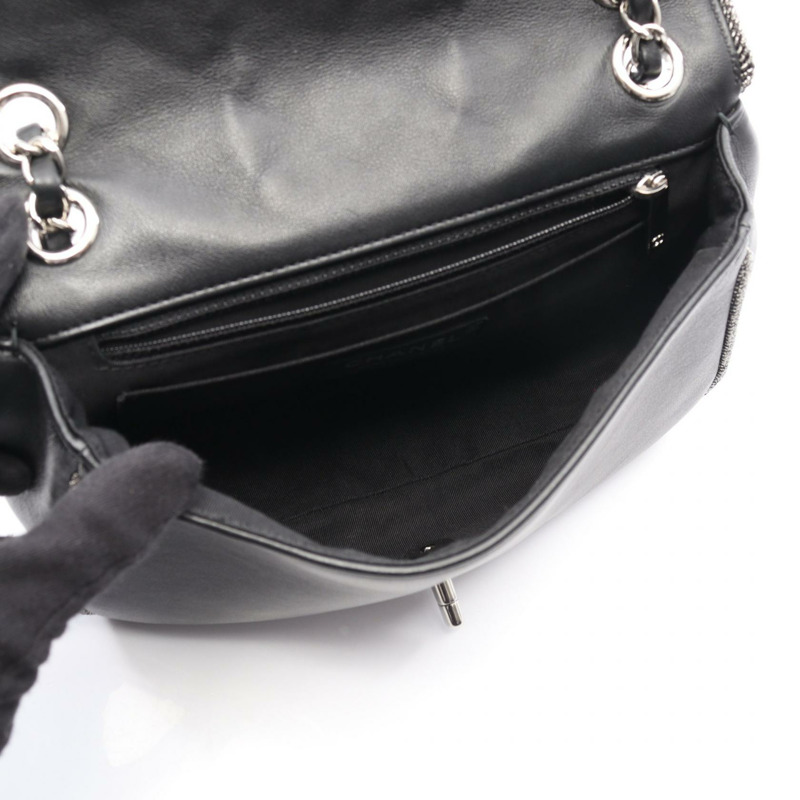 香奈兒 (CHANEL) 絎縫鏈條肩背包，羊皮材質，黑色，二手，女士款，附五金配件-2