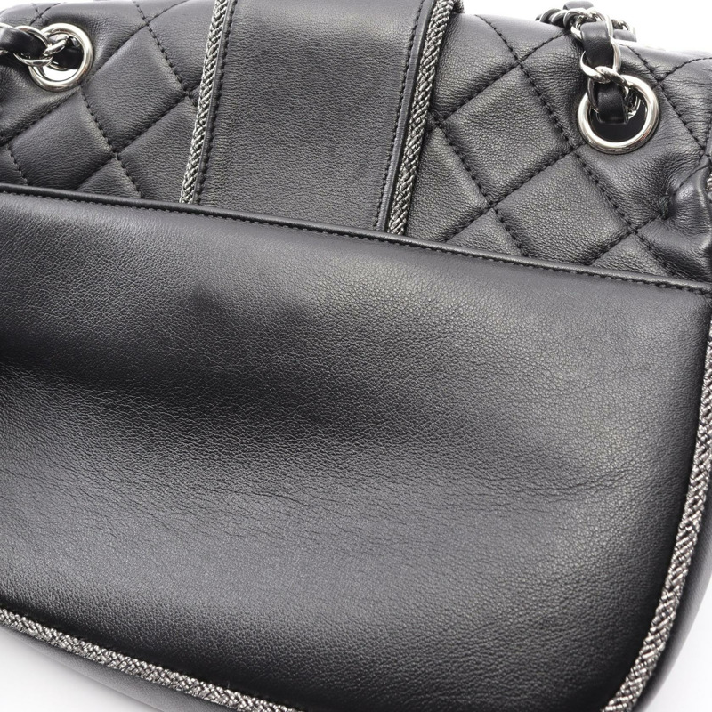 香奈兒 (CHANEL) 絎縫鏈條肩背包，羊皮材質，黑色，二手，女士款，附五金配件-7