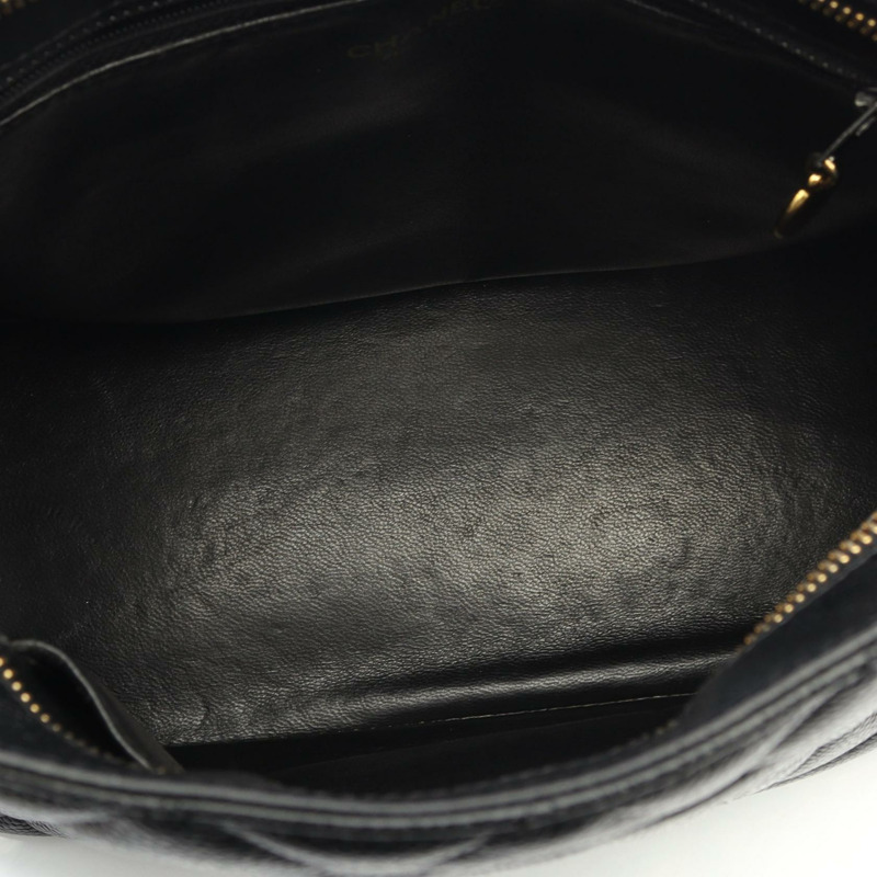 香奈兒 Medallion 手提包，小牛皮，黑色，二手，女士，金色五金-10