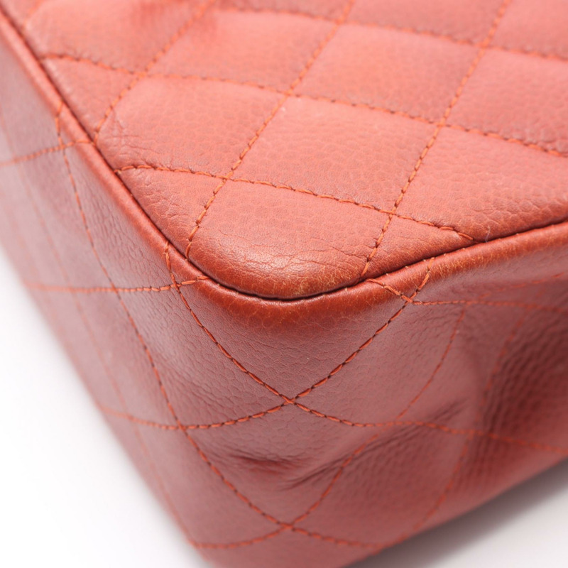 香奈兒迷你絎縫鏈條肩背斜背包 A35200 波爾多紅皮革 二手-4