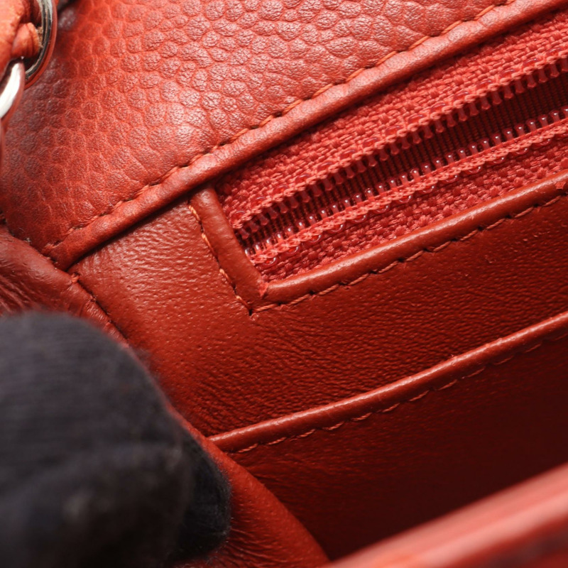 香奈兒迷你絎縫鏈條肩背斜背包 A35200 波爾多紅皮革 二手-6