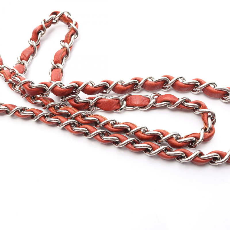 香奈兒迷你絎縫鏈條肩背斜背包 A35200 波爾多紅皮革 二手-7