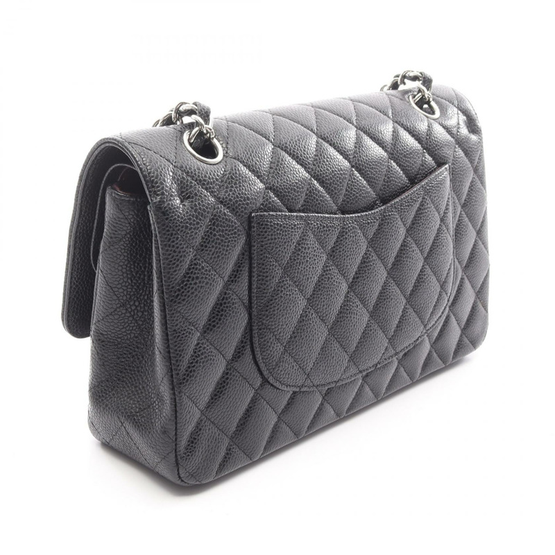 香奈兒 (CHANEL) Matelasse 雙蓋肩背包，小牛皮，黑色，SHW，二手，女士-1