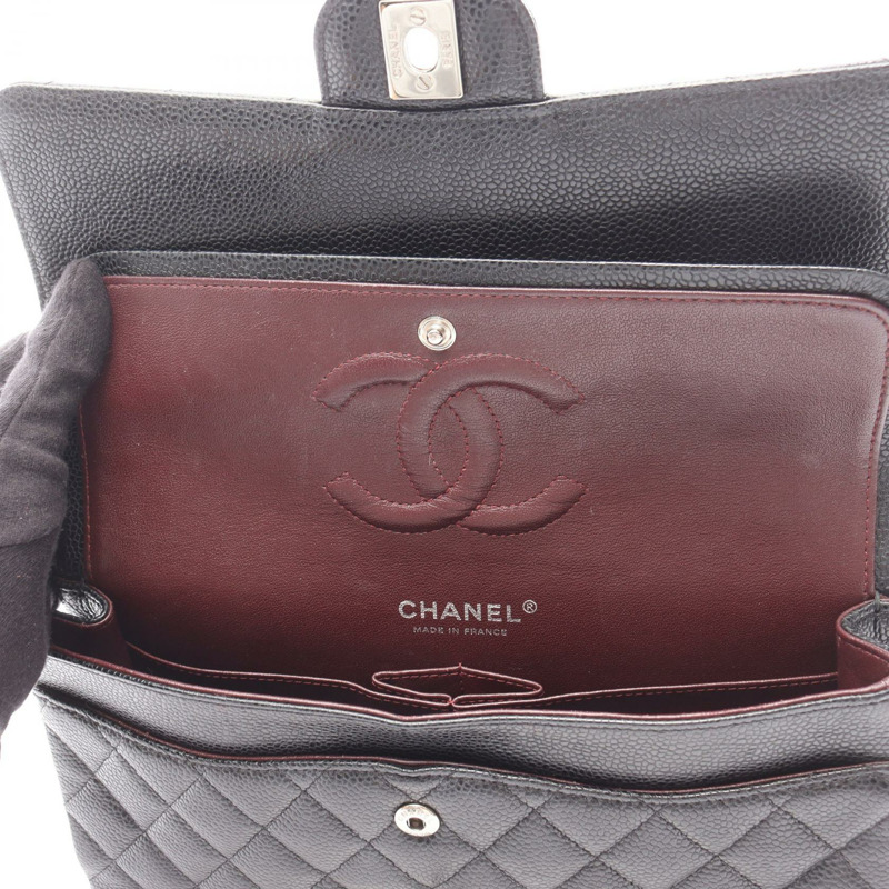 香奈兒 (CHANEL) Matelasse 雙蓋肩背包，小牛皮，黑色，SHW，二手，女士-6