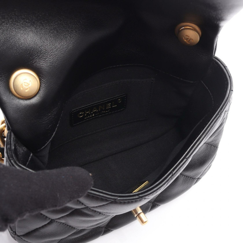 香奈兒 (CHANEL) 絎縫鏈條肩背斜背包 AS3206 羊皮 黑色 金色五金 二手-2