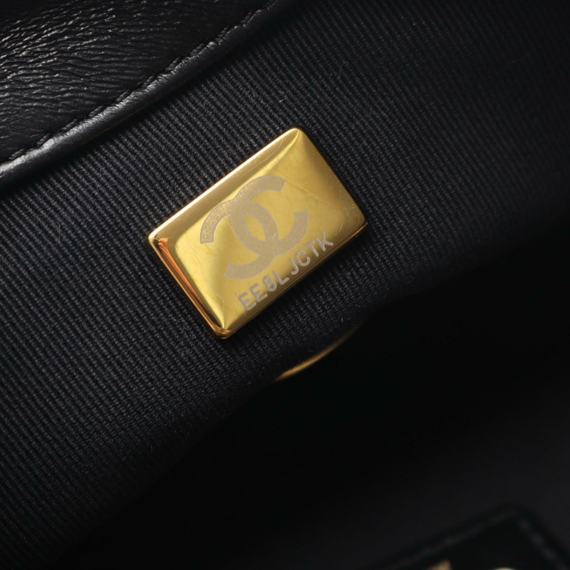 香奈兒 (CHANEL) 絎縫鏈條肩背斜背包 AS3206 羊皮 黑色 金色五金 二手-4