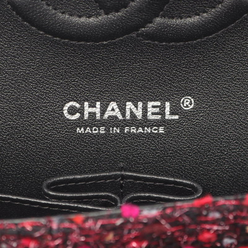 香奈兒 (CHANEL) 絎縫雙蓋鏈條肩背包 黑色 粉紅色 二手 女士-3