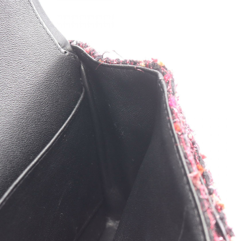 香奈兒 (CHANEL) 絎縫雙蓋鏈條肩背包 黑色 粉紅色 二手 女士-6