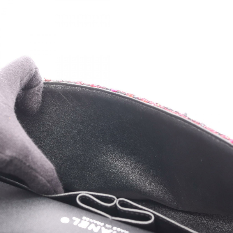 香奈兒 (CHANEL) 絎縫雙蓋鏈條肩背包 黑色 粉紅色 二手 女士-7