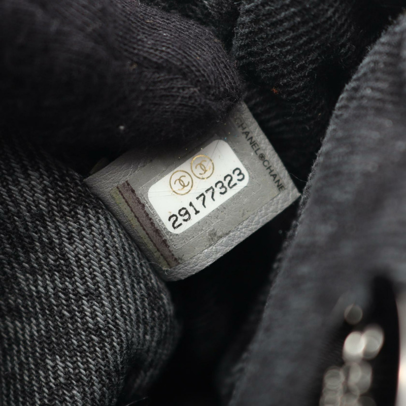 香奈兒 (CHANEL) 絎縫鏈條肩背斜背包，牛仔灰，銀色五金，二手，女士 Coco CC 標誌-4