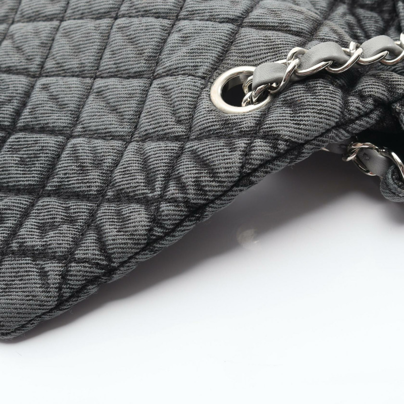 香奈兒 (CHANEL) 絎縫鏈條肩背斜背包，牛仔灰，銀色五金，二手，女士 Coco CC 標誌-5