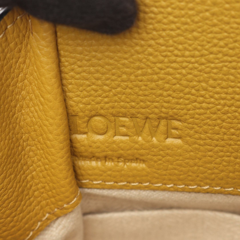 LOEWE 迷你吊床抽繩兩用單肩手提包 A538V07X10 棕色皮革-3