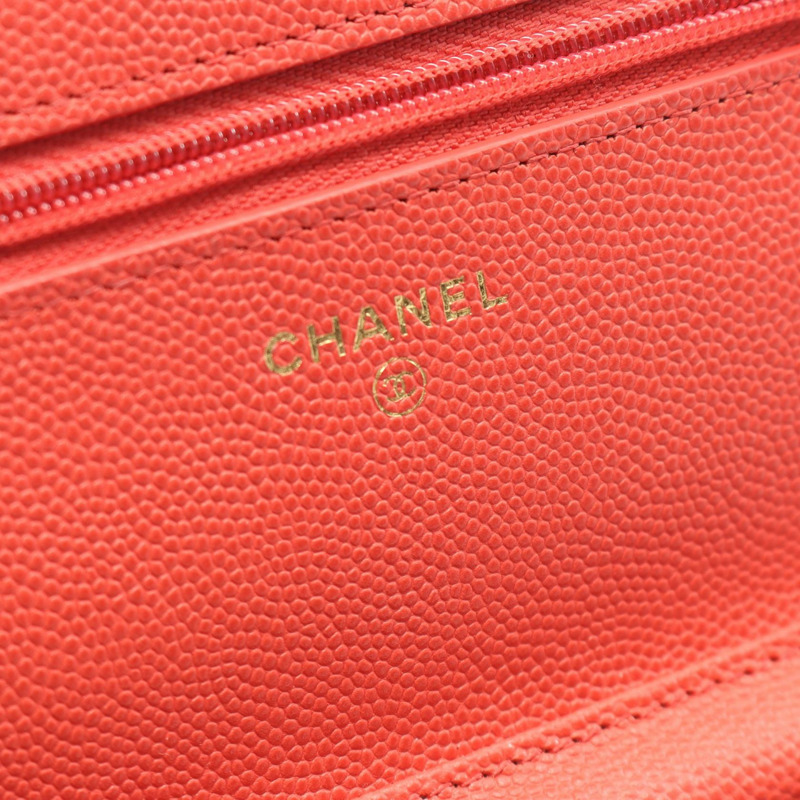 香奈兒 (CHANEL) 絎縫鏈條肩背斜背包 AP0250 小牛皮 紅色 金色五金 二手-3
